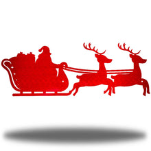 Load image into Gallery viewer, Santa&#39;s CHRISTMAS SLEIGH Wall Art, Laser Cut Steel, Multi Sizes &amp; Colors
