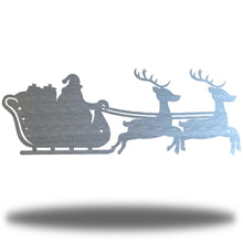 Load image into Gallery viewer, Santa&#39;s CHRISTMAS SLEIGH Wall Art, Laser Cut Steel, Multi Sizes &amp; Colors
