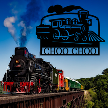 Load image into Gallery viewer, Locomotive &amp; Coal Tender Monogram Sign for Model Train Lover or Rail Fanatic, Multiple Sizes &amp; Colors
