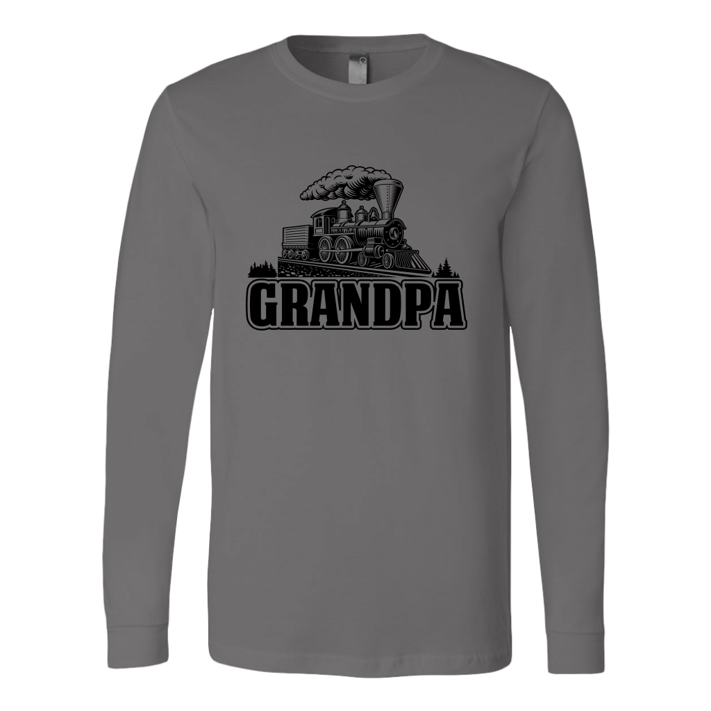 Grandpa Train, Locomotive - Unisex Long Sleeve T-Shirt, Multi Colors, Extended Sizes, Shipping Included