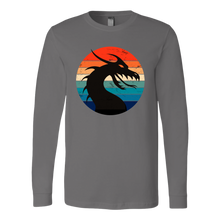 Load image into Gallery viewer, Retro Dragon Profile Unisex Long Sleeve T-Shirt, Extended Sizes Available, Free Shipping
