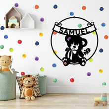 Load image into Gallery viewer, Teddy with Rattle Toy Monogram - Steel Sign, Multi Sizes &amp; Colors, Infant Baby Shower Gift
