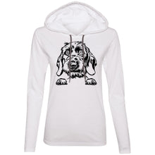 Load image into Gallery viewer, Ladies T-Shirt Weight Hoodie, Wirehaired Doxie. Multi Colors. Shipping Included

