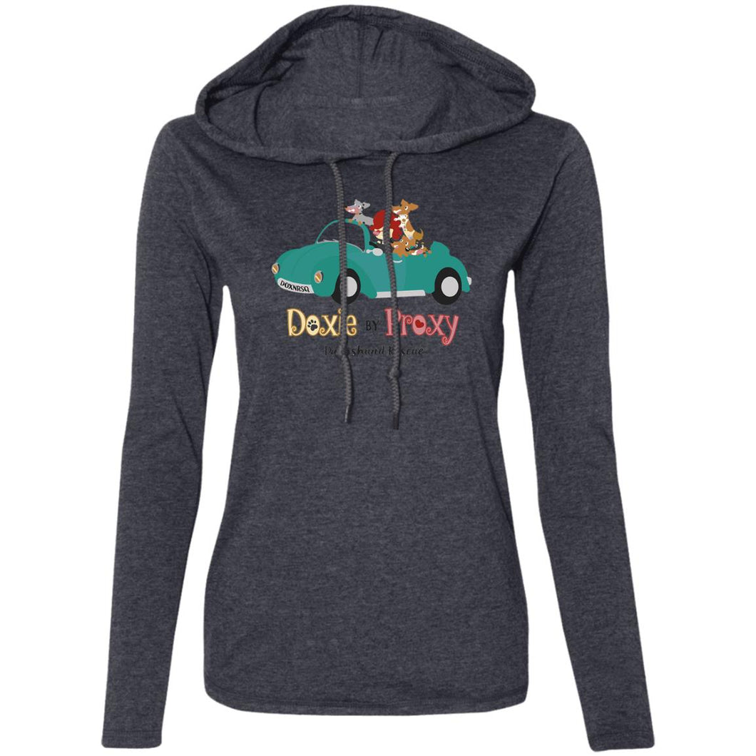 Doxie By Proxy Logo Ladies' LS T-Shirt Hoodie, Multi Colors, Extended Sizes, Shipping Included