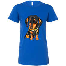 Load image into Gallery viewer, Black &amp; Tan Doxie Vector Rendering Women&#39;s T-Shirt, Multi Colors, Extended Sizes, Free Shipping
