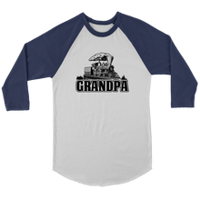 Load image into Gallery viewer, Grandpa Train Locomotive, 3/4 Raglan Sleeve Unisex Shirt, Multiple Colors, Shipping Included
