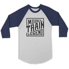 Load image into Gallery viewer, Model Train Legend - 3/4 Raglan Sleeve Unisex Shirt, Multiple Colors, Shipping Included
