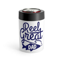 Load image into Gallery viewer, Can Holder Koozie REEL GREAT DAD Fishing Multiple Colors Shipping Included
