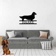 Load image into Gallery viewer, Personalized Dachshund Monogram - Steel Sign. Multi colors &amp; sizes available. Short, long hair, wire hair versions!
