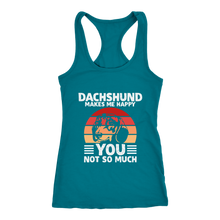 Load image into Gallery viewer, Dachshund Makes Me Happy Ladies Racerback Tank Multi Colors Free Shipping
