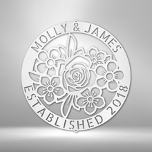 Load image into Gallery viewer, FLORAL RING Monogram - Steel Sign, Multiple Colors and Sizes Available
