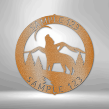 Load image into Gallery viewer, HOWLING WOLF Monogram - Steel Sign, Multiple Sizes and Powder Coat Colors
