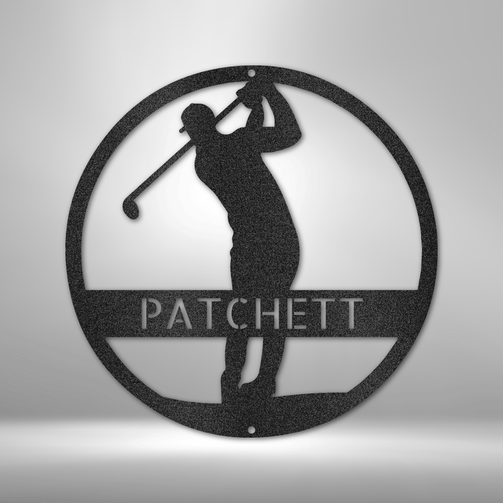 GOLFER Monogram - Laser Cut Steel Sign in Multiple Colors and Sizes