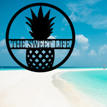 Load image into Gallery viewer, TROPICAL &amp; WELCOME PINEAPPLE Monogram - Steel Sign, Multiple Sizes &amp; Colors Available
