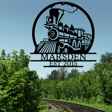 Load image into Gallery viewer, Steam Locomotive Monogram Steel Plaque, Multiple Sizes &amp; Colors, Model Railroader or Train Fanatic
