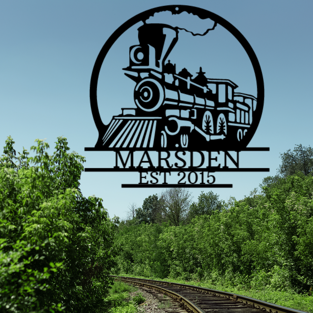 Steam Locomotive Monogram Steel Plaque, Multiple Sizes & Colors, Model Railroader or Train Fanatic