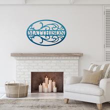 Load image into Gallery viewer, Oval Flourish Family Monogram, Laser Cut Steel Sign, Multi Sizes &amp; Colors Available
