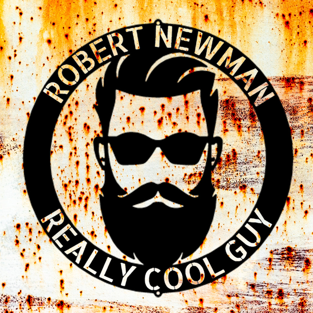 Cool & Retro BEARDED SUNGLASSES MAN Monogram - Steel Sign, Multiple Sizes and Colors Available