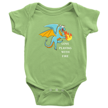 Load image into Gallery viewer, Blue Dragon Love Playing With Fire Short Sleeved Baby Bodysuit, Multi Colors, Free Shipping
