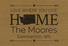 Load image into Gallery viewer, Home State Personalized Door Mat - Great Gift For Cross-Country Movers -- Multiple Sizes
