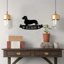 Load image into Gallery viewer, Pretty Dachshund Banner Custom Plaque - Steel Sign. Multi colors &amp; sizes available. Short, long, wire hair versions!
