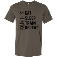 Load image into Gallery viewer, Eat Sleep Train Repeat Mens Unisex T-Shirt, Multiple Colors, Extended Sizes, Shipping Included
