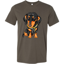 Load image into Gallery viewer, Vector Drawing Black and Tan Doxie, Unisex/Men&#39;s T-Shirt, Multi Colors, Extended Sizes, Free Shipping
