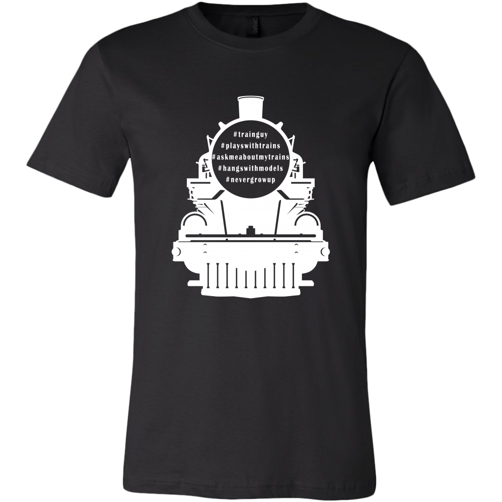 Locomotive Train Hashtags - Unisex/Mens T-Shirt, Multiple Colors, Extended Sizes, Shipping Included