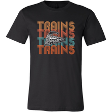 Load image into Gallery viewer, Trains Retro Text, Mens/Unisex T-Shirt, Multiple Colors, Extended Sizes, Shipping Included
