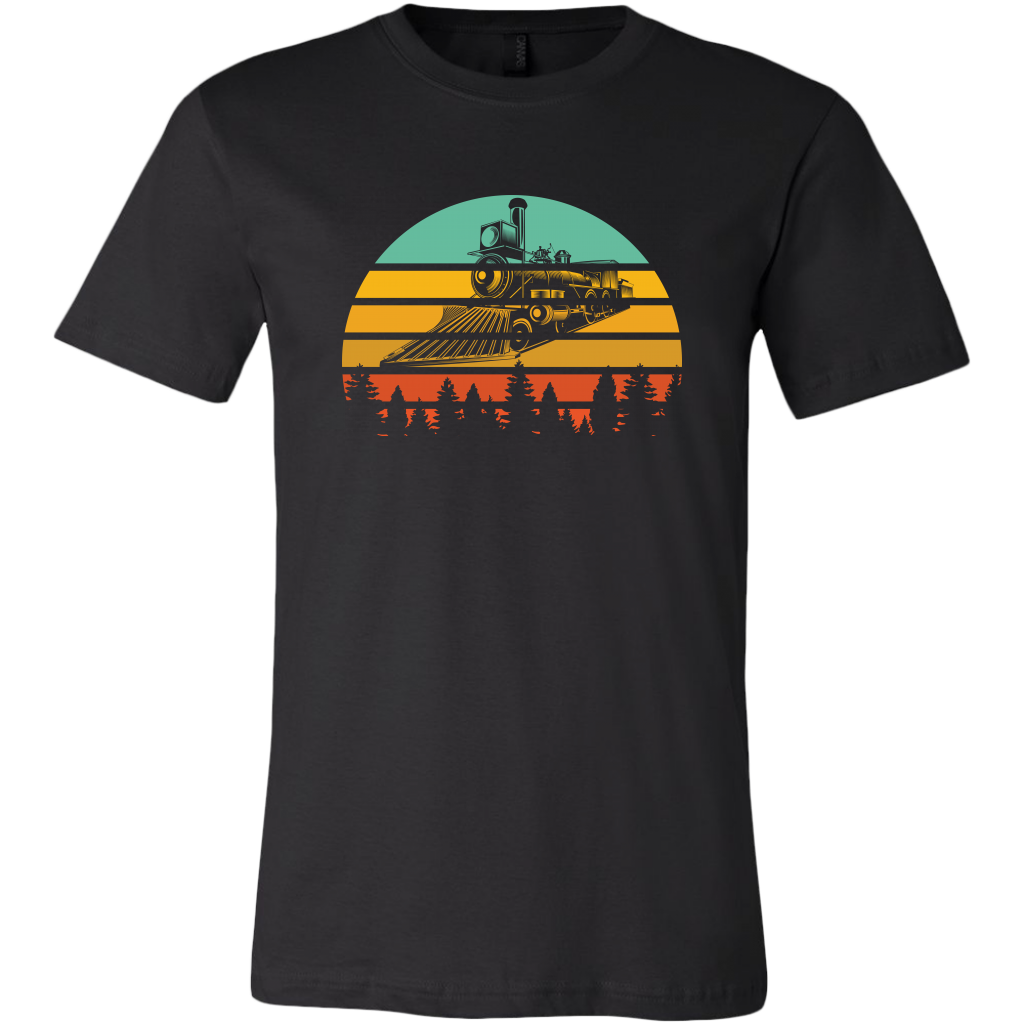 Retro Vintage Train Locomotive, Unisex Mens T-Shirt, Multiple Colors, Extended Sizes, Shipping Included