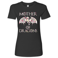 Load image into Gallery viewer, Mother of Dragons, Full Floral Graphic Woman&#39;s Boyfriend Crew Shirt, Multi Colors, Extended Sizes, Free Shipping
