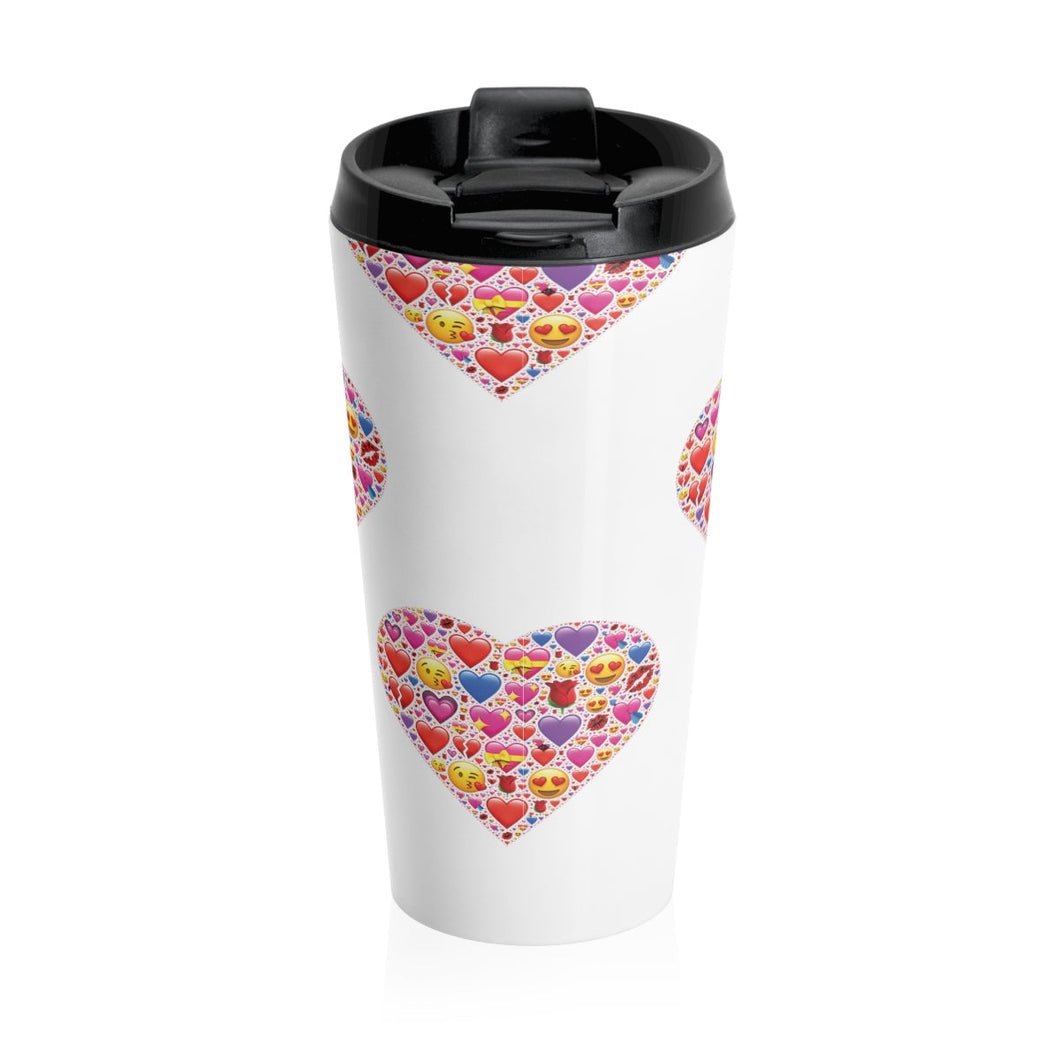 Travel Mug HEART EMOTICONS 15 oz Insulated Shipping Included