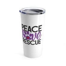 Load image into Gallery viewer, Tumbler PEACE LOVE RESCUE Insulated 20 oz Animal Lover Pup Puppy Dog Inspirational Shipping Included
