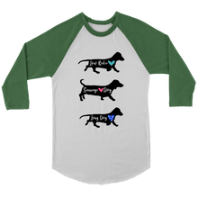 Load image into Gallery viewer, Doxie By Any Other Name - 3/4 Raglan Sleeve Unisex Shirt, Multiple Colors - Free Shipping

