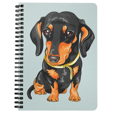 Load image into Gallery viewer, Black &amp; Tan Doxie Vector Drawing - Spiral Notebook, Shipping Included
