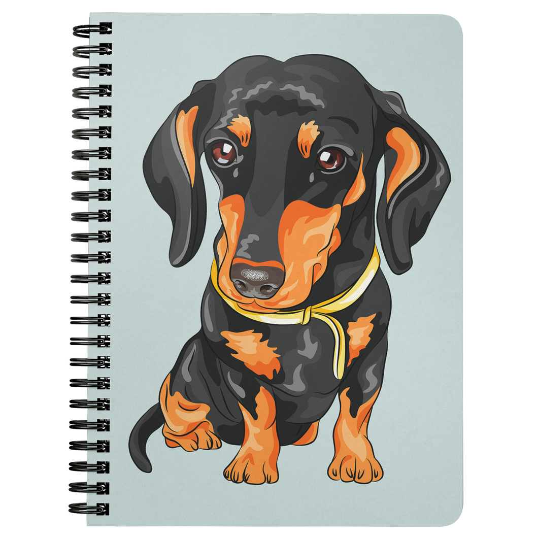 Black & Tan Doxie Vector Drawing - Spiral Notebook, Shipping Included