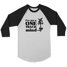 Load image into Gallery viewer, One Track Mind - 3/4 Raglan Sleeve Unisex Shirt, Multiple Colors, Shipping Included
