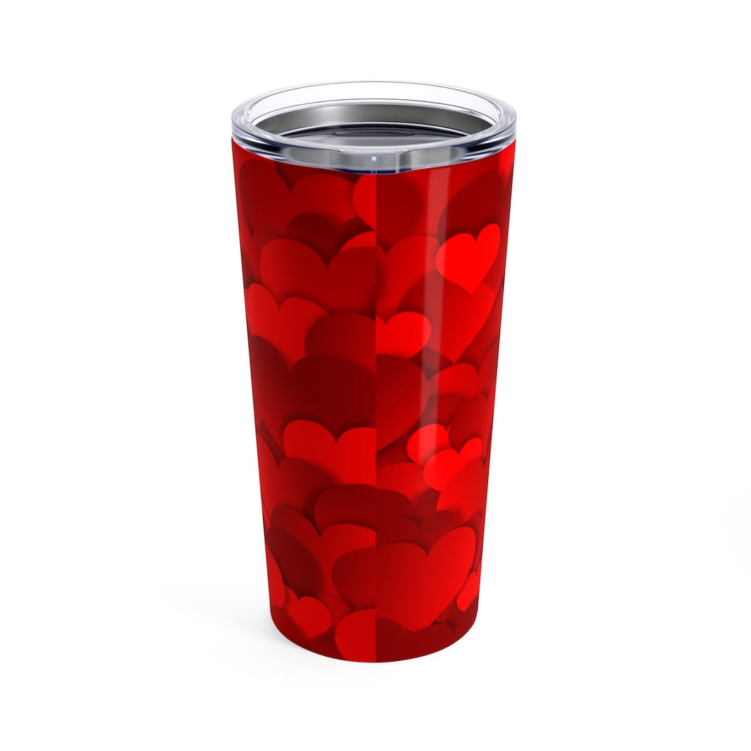 Tumbler HEARTS ALL OVER Pattern Insulated 20 oz Coffee Lover  Unisex Shipping Included
