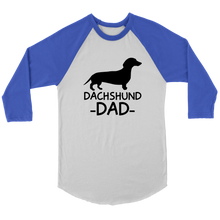 Load image into Gallery viewer, Dachshund Dad 3/4 Raglan Sleeve Unisex Shirt, Multiple Colors - Free Shipping
