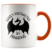 Load image into Gallery viewer, Easily Distracted by Dragons, 11oz Accent Color Mug, Multi-Colors, Shipping Included
