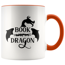 Load image into Gallery viewer, Book Dragon 11oz Accent Color Mug, Multi Colors, Shipping Included
