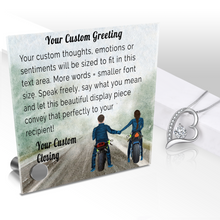 Load image into Gallery viewer, Personalize Your Thoughts &amp; Emotions with Our Luxury Biker Couple Gift Set: Glass Message Card and Stunning Pendant - Shipping Included
