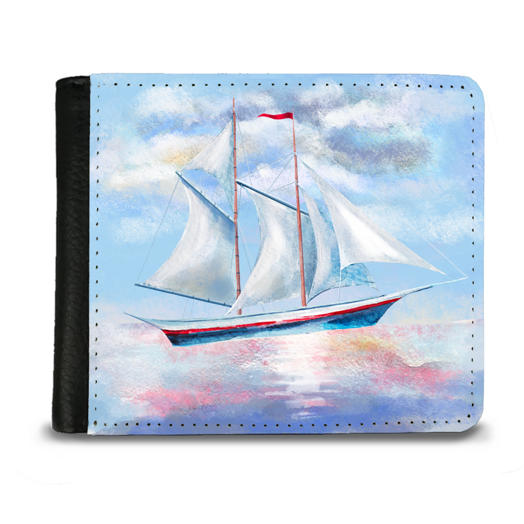 Multi Mast Sailboat at Sea Graphic Men's Wallet - Great Father's Day, Birthday, Christmas Gift - Shipping Included