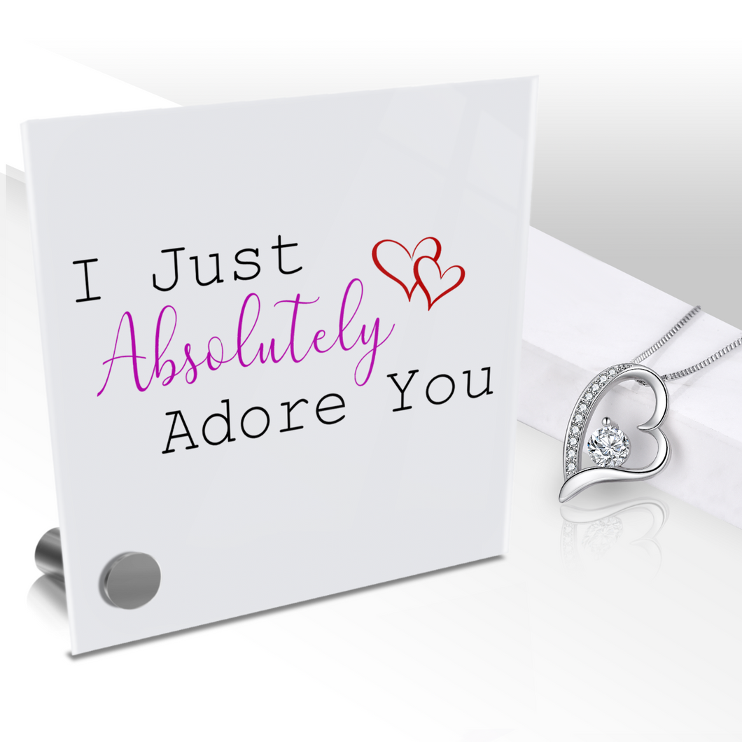 I Just Absolutely Adore You - Glass Message Display and Choice of Gorgeous Pendant in Multi Styles - Shipping Included