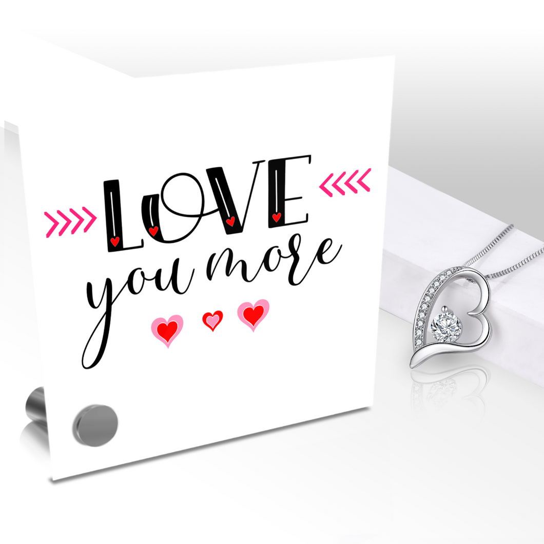 Love You More - Glass Message Display and Choice of Gorgeous Pendant in Multi Styles - Shipping Included