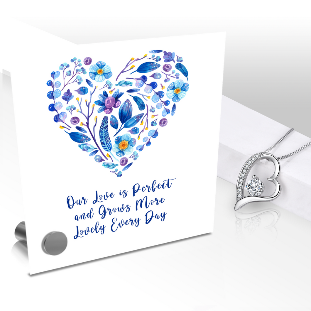 Our Love Is Perfect - Glass Message Display and Choice of Gorgeous Pendant in Multi Styles - Shipping Included