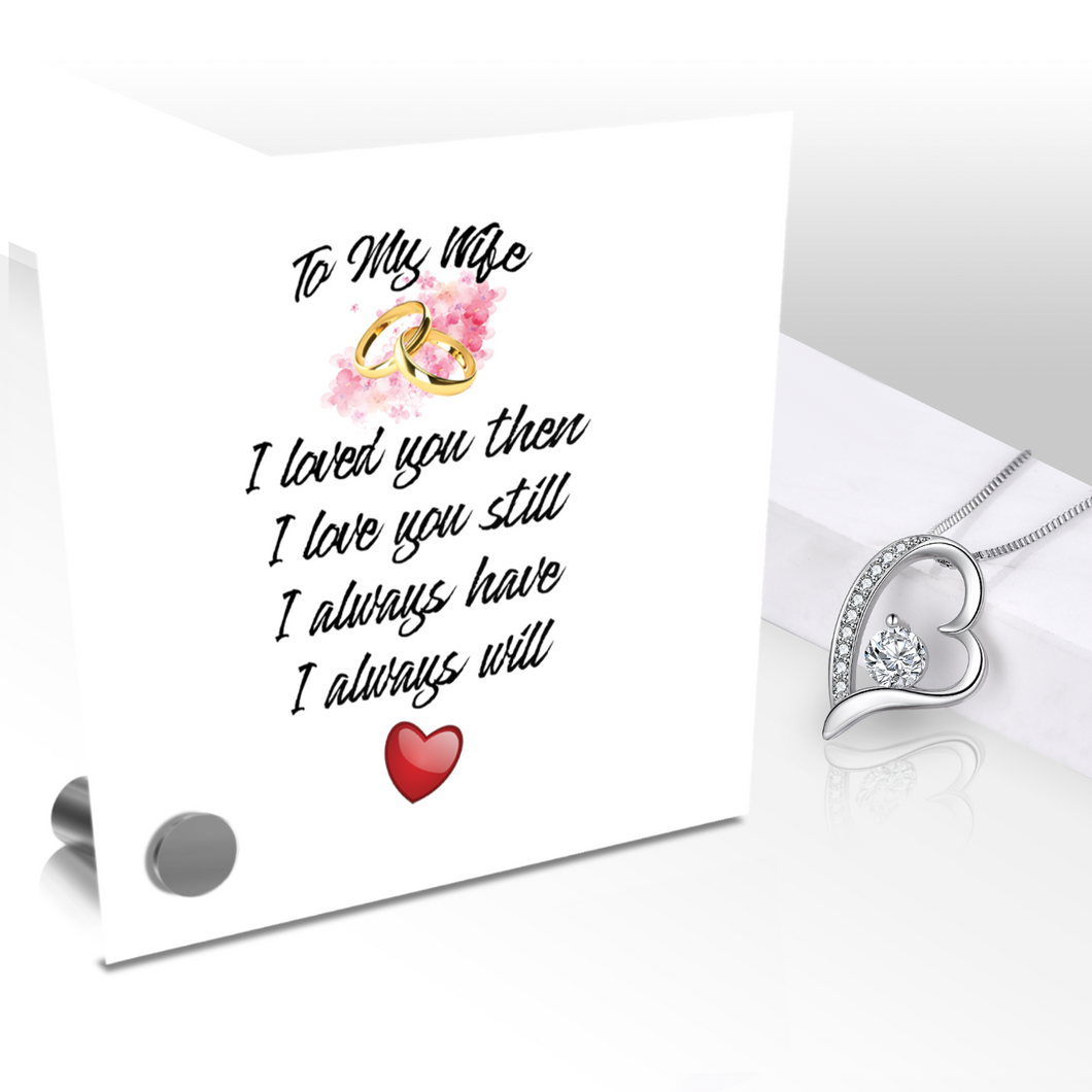 To My Wife - Glass Message Display and Choice of Gorgeous Pendant in Multi Styles - Shipping Included