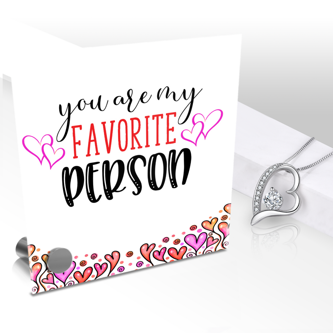 You Are My Favorite Person - Glass Message Display and Choice of Gorgeous Pendant in Multi Styles - Shipping Included