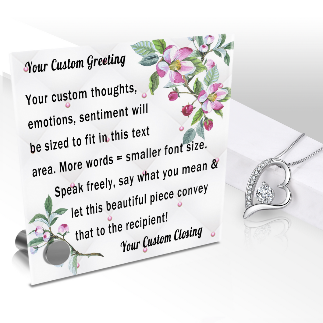 Personalize Your Thoughts & Emotions with Our Luxury Tufted Apple Blossom Gift Set: Glass Message Card and Stunning Piece of Jewelry - Shipping Included