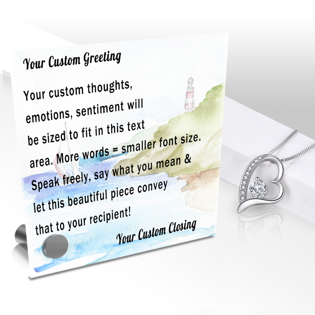 Personalize Your Thoughts & Emotions with Our Luxury Watercolor Lighthouse Gift Set: Glass Message Card and Stunning Pendant - Shipping Included